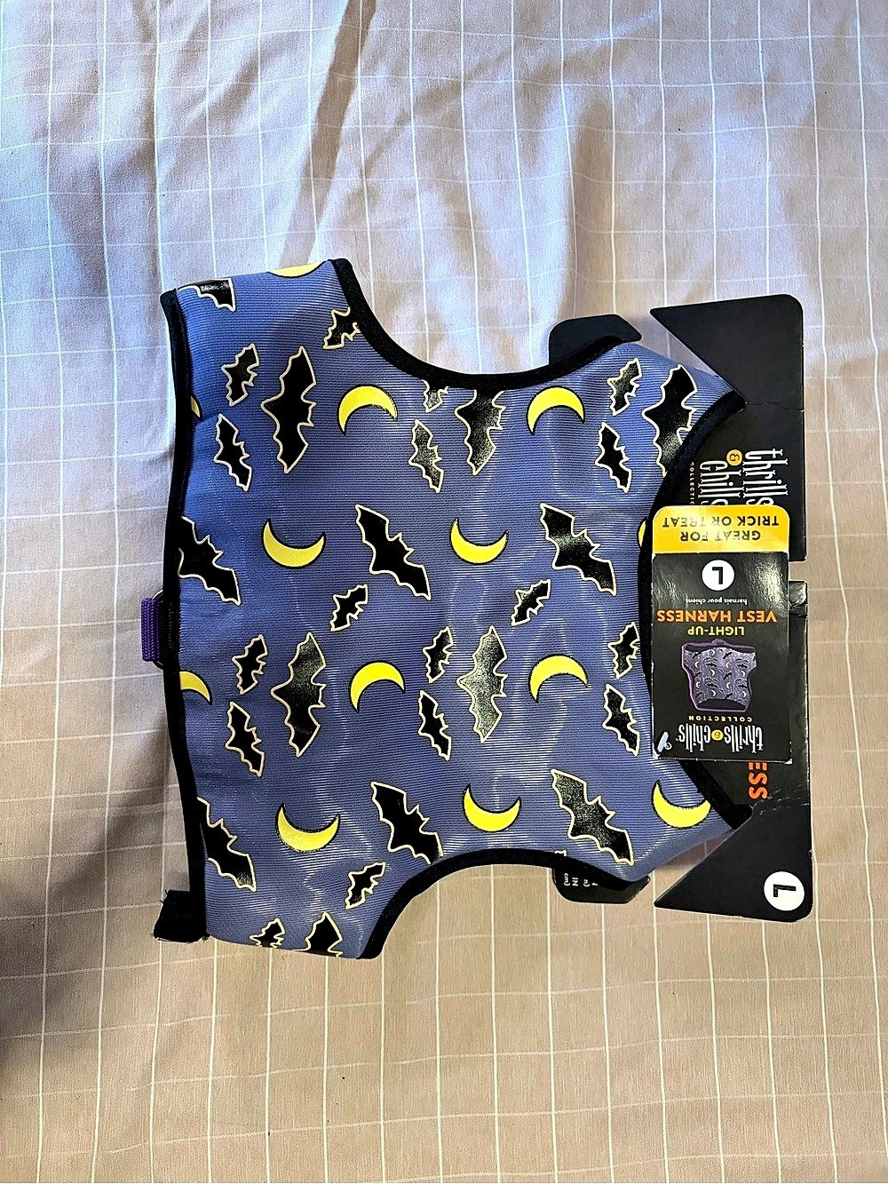 Light up dog harness Purple & Black Bat Moon Dog Vest Harness NWT